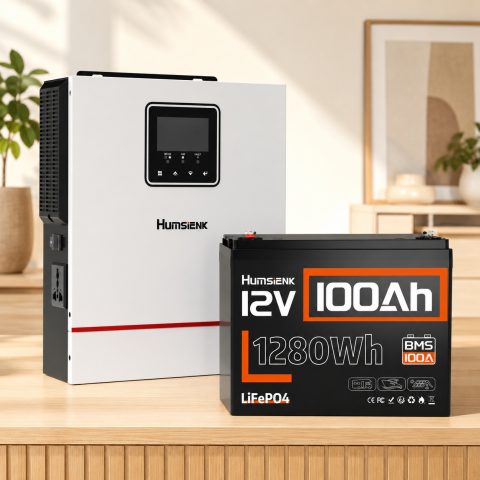 1,28 кВт*год LiFePO4 Комплект резервного живлення Humsienk інвертор 1 кВт + 12V/100Ah акумулятор
