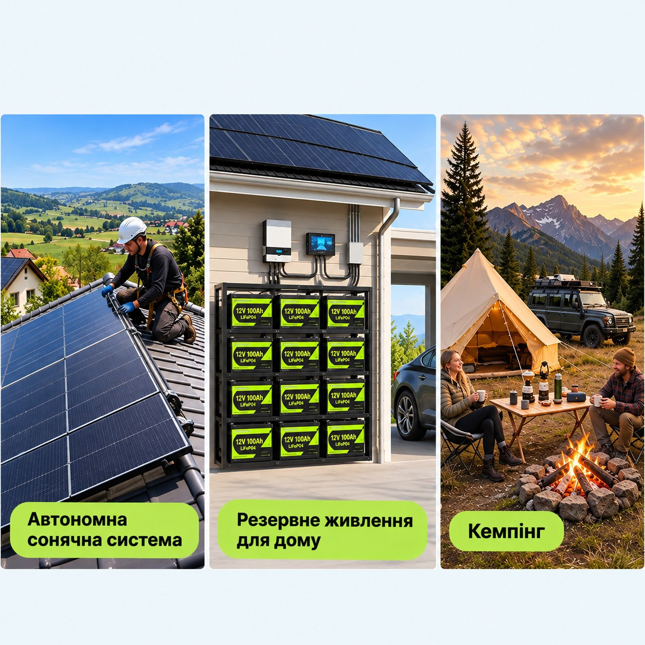 LiFePO4 12V/100Ah Акумулятор CyperOcean з BMS 100 А для систем резервного живлення