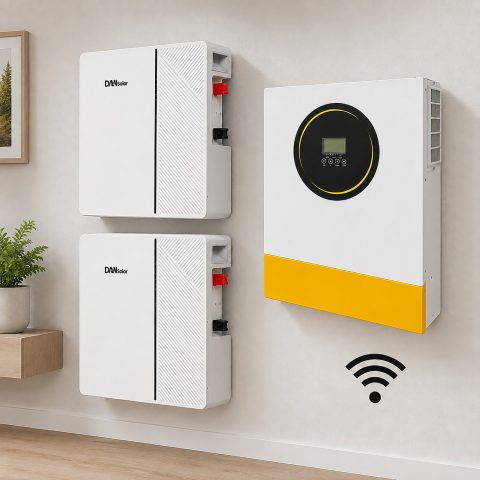 11 кВт Комплект Гібридний інвертор Anenji з Wi-Fi + 2 акумулятора DAH Solar 51.2V 100Ah, BMS для резервного живлення