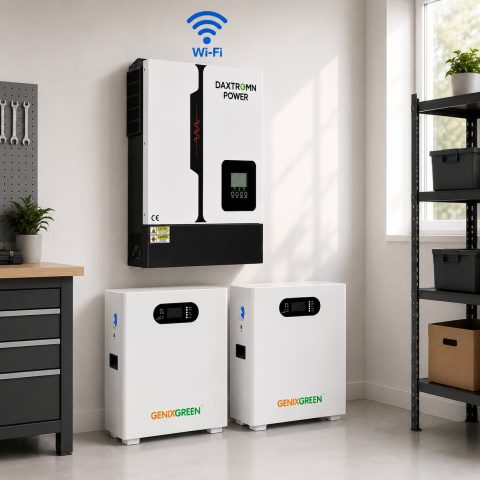 11 кВт LiFePO4 Комплект резервного живлення з Wi-Fi інвертор Daxtromn Power + 2 акумулятора 51,2V з LCD-дисплеєм Genix Green