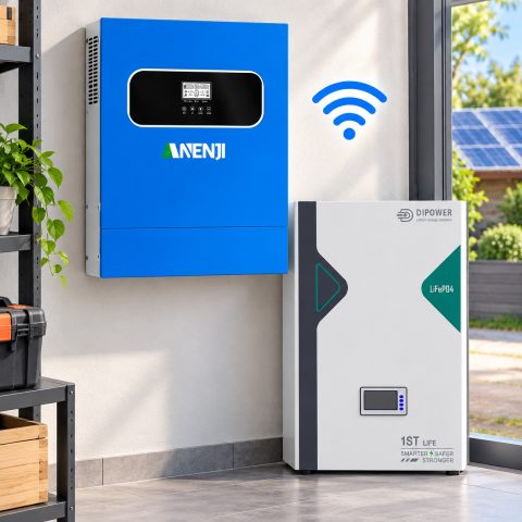 11 кВт LiFePO4 Комплект резервного живлення з Wi-Fi інвертор Anenji 11 кВт + 51,2V/100Ah акумулятор Dipower для квартири, офісу