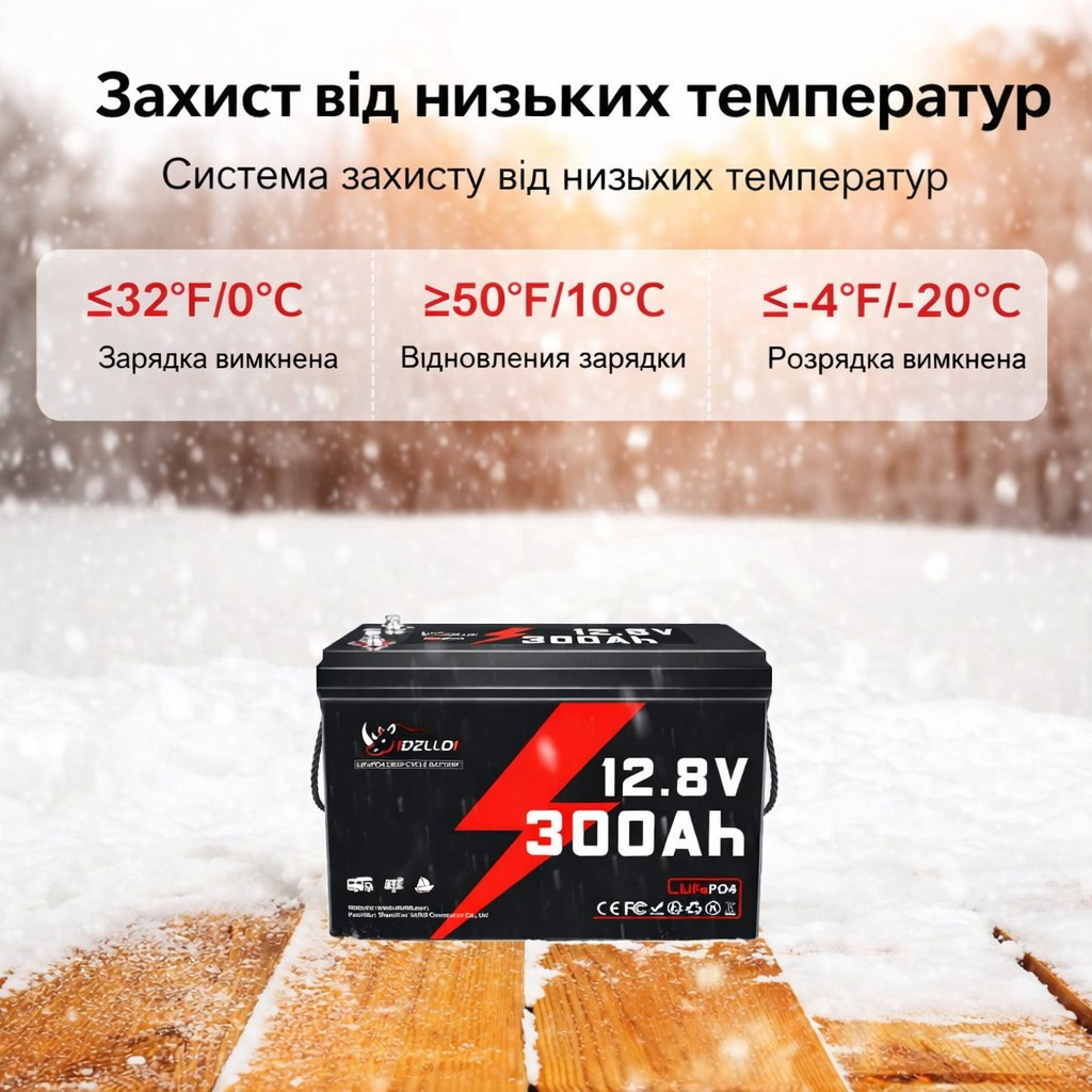 LiFePO4 12V 300Ah Акумулятор Idzlldi BMS, для для резервного живлення будинку, квартири