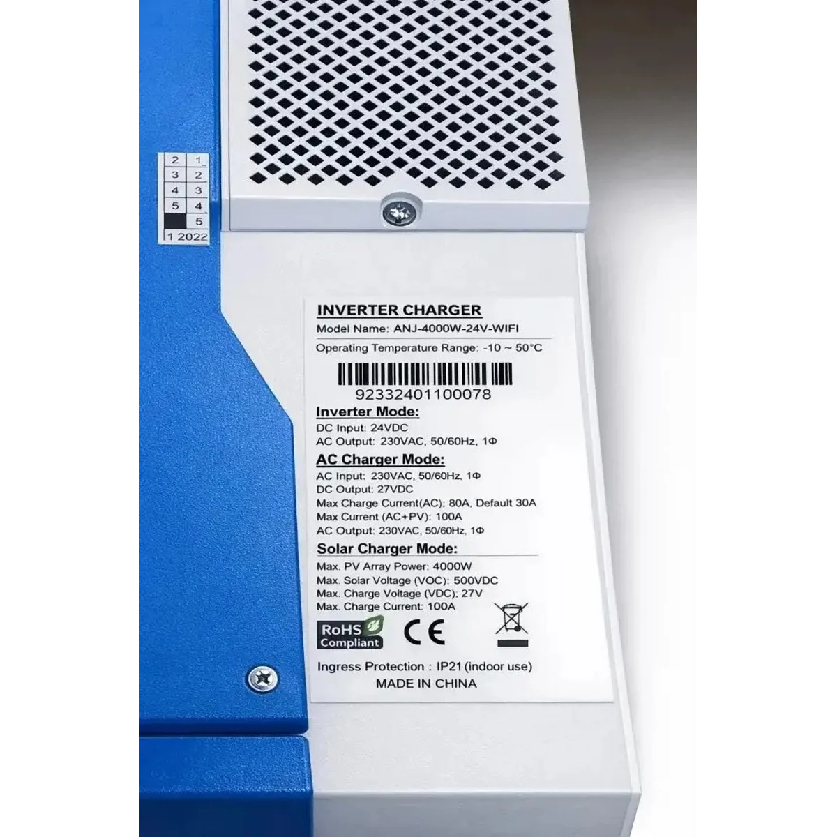 4.2 кВт Комплект резервного живлення Інвертор Anenji WiFi + 24V 100Ah акумулятор Lithtech