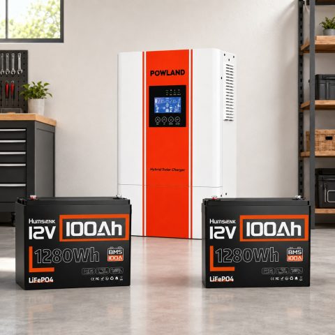 3,6 кВт Комплект резервного живлення Інвертор Powland + 2 акумулятора 12V/100Ah Humsienk з BMS для будинку, квартири