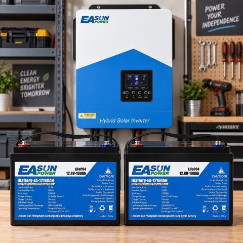 3 кВт Комплект резервного живлення Easun Power Інвертор + 2 акумулятора 12V/100Ah