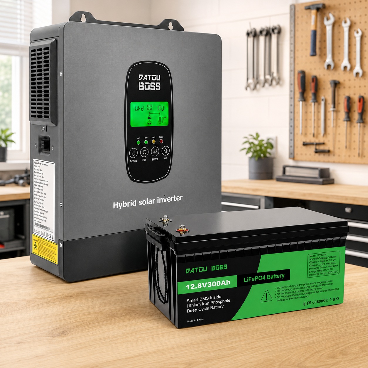 3,8 кВт*год LiFePO4 Комплект резервного живлення Datouboss Інвертор + акумулятор 12V/300Ah для будинку, квартири