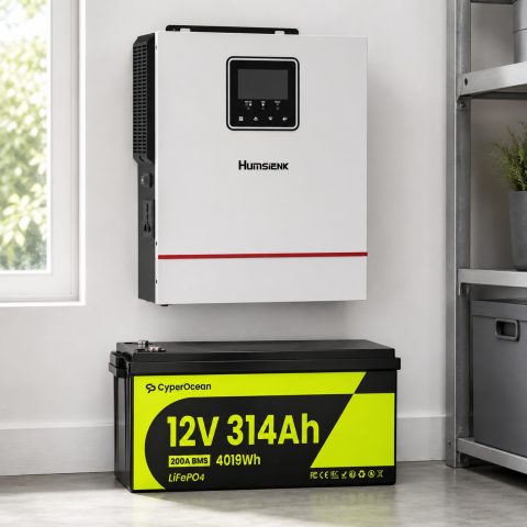 4 кВт*год LiFePO4 Комплект резервного живлення інвертор Humsienk 1 кВт + 12V/314Ah акумулятор CyperOcean