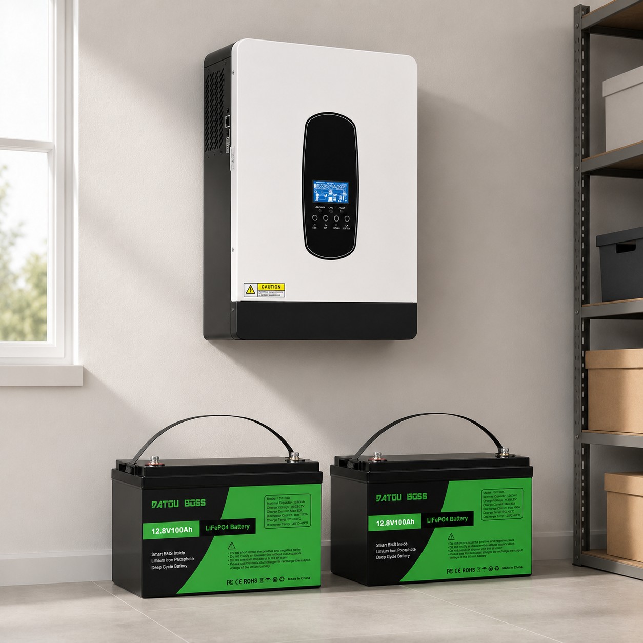 4.2кВа LiFePO4 Комплект резервного живлення інвертор Daxtromn + 2 акумулятора Datouboss 12V 100Ah, BMS, 1280Wh для квартири