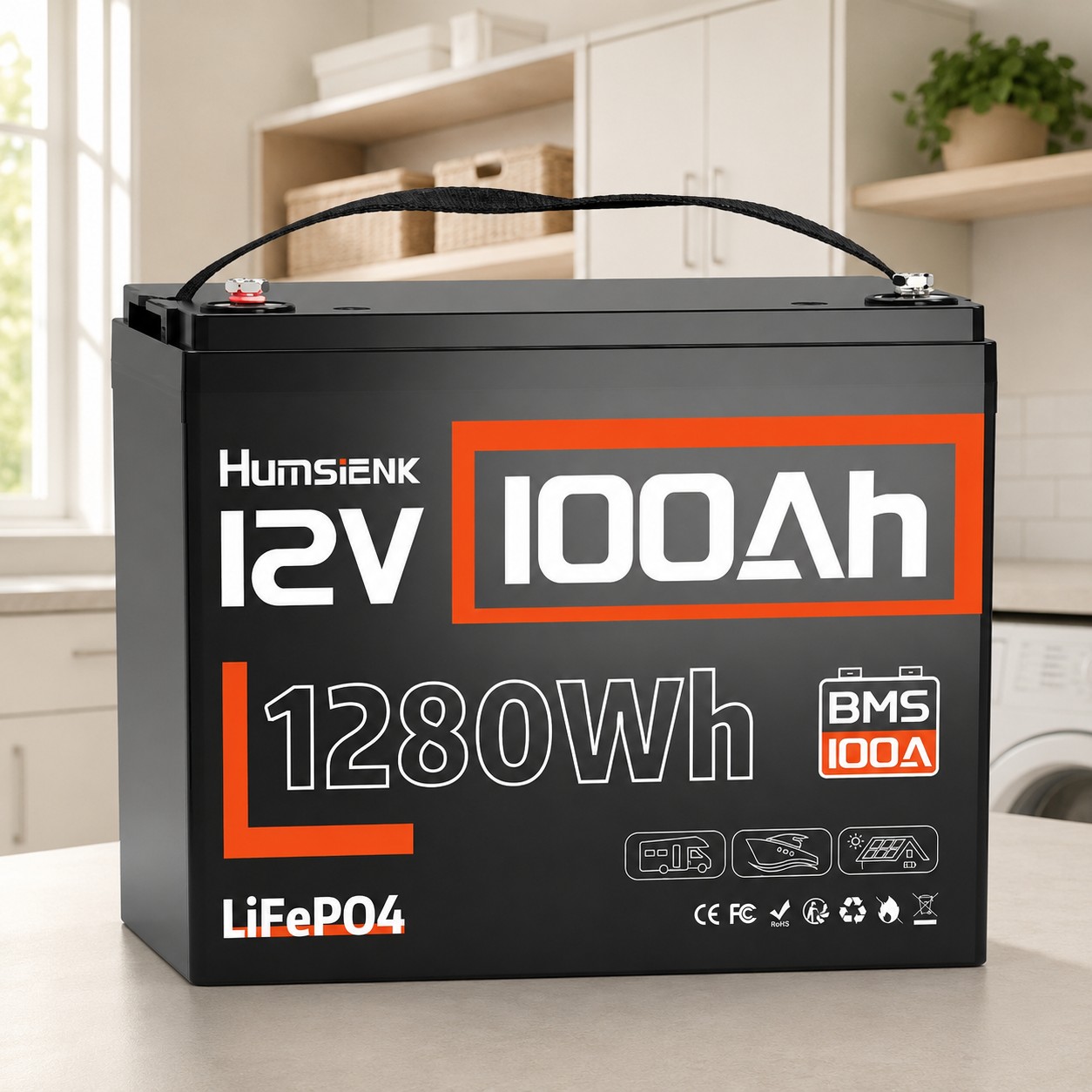Акумулятор Humsienk LiFePO4 12V/100Ah з BMS для ДБЖ