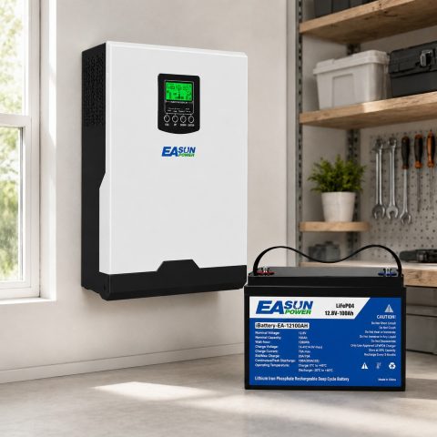 1,28 кВт·год Комплект резервного живлення LiFePO₄ - акумулятор 12V 100Ah + інвертор Easun Power 1 кВт, Уцінка!