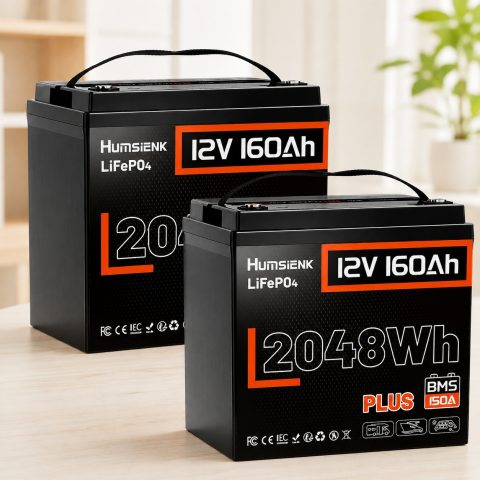 Комплект LiFePO4 4096 Вт*год 12V/160Ah 2 акумулятора Humsienk 2048 Вт для систем резервного живлення