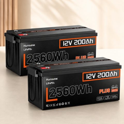 Комплект Lifepo4 5120 Вт*ч, 12V/200Ah 2 акумулятора Humsienk 2560 Вт*год, 200A BMS для систем резервного живлення