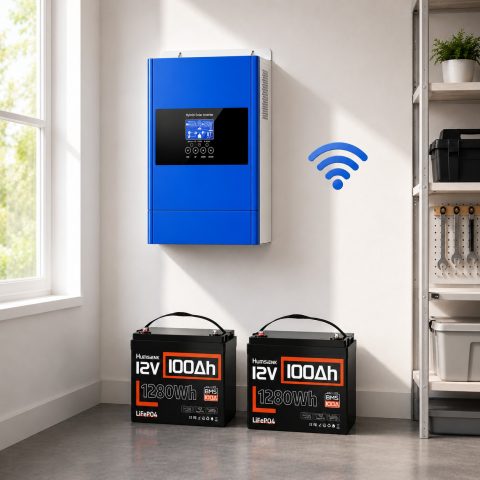 4,2 кВт LiFePO4 Комплект резервного живлення Інвертор Anenji WiFi + 2 акумулятора 12V 100Ah Humsienk з BMS для квартири, будинку