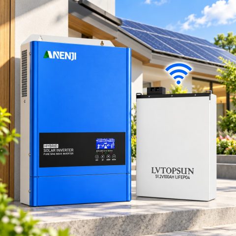 6.2 кВт LiFePO4 Комплект інвертор Anenji з Wi-Fi + акумулятор LVTOPSUN 51.2V 100Ah, BMS, настінний для резервного живлення