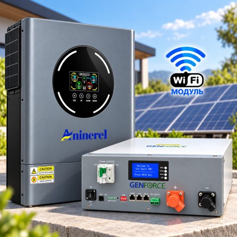 11 кВт LiFePO4 Комплект інвертор Aninerel, Wi-Fi Produced by Anenji + акумулятор GENFORCE 51.2V 100Ah, BMS, рековий
