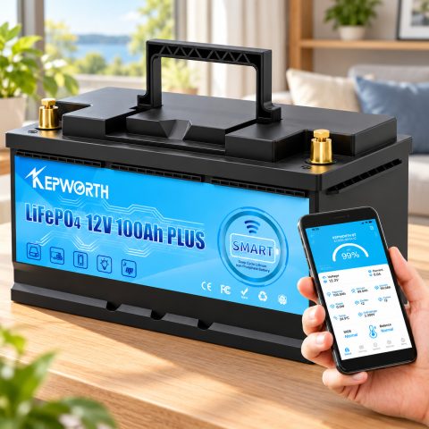 LiFePO4 12V/100Ah Акумулятор Kepworth для резервного живлення будинку, квартири, Вбудована BMS, Bluetooth APP